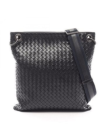 Bottega Veneta Bottega Veneta Intrecciato Shoulder Bag/Handbag, Leather, Men's/Women's, Black/Navy (view 1)