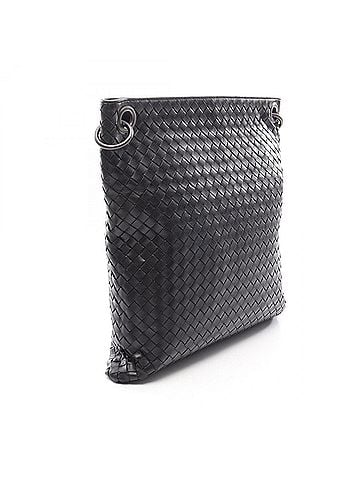 Bottega Veneta Bottega Veneta Intrecciato Shoulder Bag/Handbag, Leather, Men's/Women's, Black/Navy (view 2)