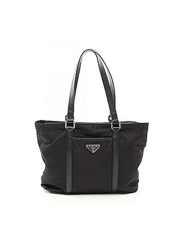 Prada Prada PRADA Triangle Plate Tote Bag Handbag Nylon Leather Women's Black (view 1)