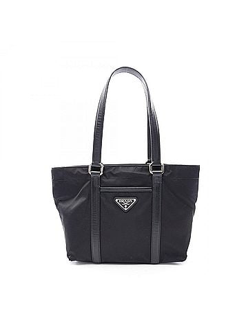 Prada Prada PRADA Triangle Plate Tote Bag Handbag Nylon Saffiano Leather Women's Black (view 1)
