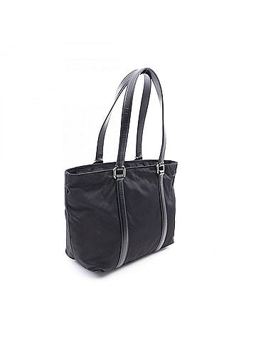 Prada Prada PRADA Triangle Plate Tote Bag Handbag Nylon Saffiano Leather Women's Black (view 2)