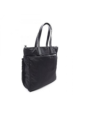 Prada Prada PRADA Triangle Plate Tote Bag Handbag Nylon Saffiano Leather Men's Black (view 2)