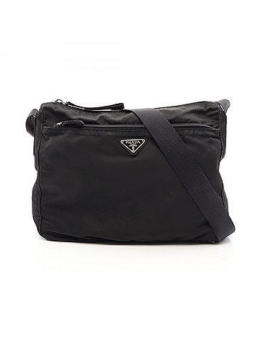 Prada Prada PRADA Triangle Plate Shoulder Bag Handbag Nylon Leather Men's Women's Black (view 1)