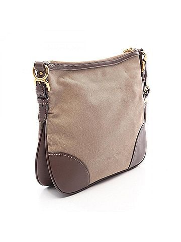 Prada Prada logo jacquard shoulder bag/handbag, canvas and leather, women's, beige/brown. (view 2)