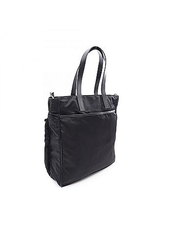 Prada Prada PRADA Triangle Plate Tote Bag Handbag Nylon Saffiano Leather Men's Black (view 2)