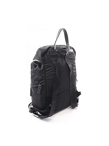 Prada Prada Triangle Logo Backpack/Handbag, Nylon &amp; Saffiano Leather, Men's Women's, Black (view 2)