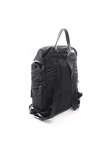Prada Prada Triangle Logo Backpack/Handbag, Nylon &amp; Saffiano Leather, Men's Women's, Black (view 2)