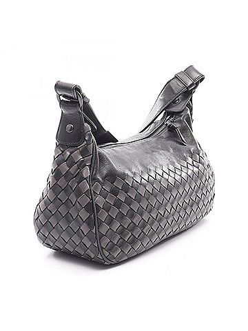 Bottega Veneta Bottega Veneta Intrecciato Shoulder Bag/Handbag, Leather, Women's, Black/Gray (view 2)