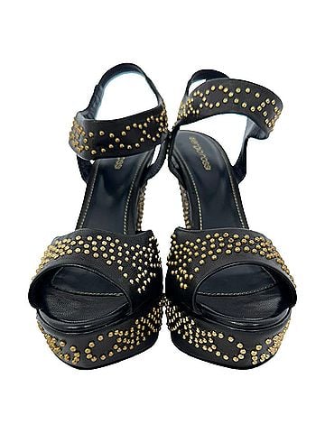Sergio Rossi Sergio Rossi Studded Platform Ankle Strap Sandals in Black Leather (view 2)