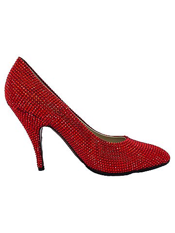 Salvatore Ferragamo Ferragamo Red (1960) Crystal Embellished Pumps in Red Satin (view 1)