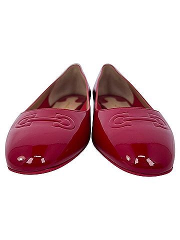 Salvatore Ferragamo Salvatore Ferragamo Horsebit Ballet Flats in Burgundy Patent Leather (view 2)