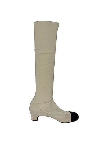 Chanel Chanel Camellia Over-The-Knee Boots in White Polyester (view 1)