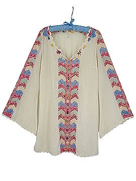 Free People 2014 Embroidered Crochet Trim Bell Sleeve Mini Dress | Boho Festival Tumblr Indie Retro Cottagecore Cocktail Dress (view 1)
