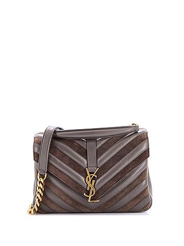 Saint Laurent Classic Monogram College Bag Matelasse Chevron Leather and Suede Medium (view 1)