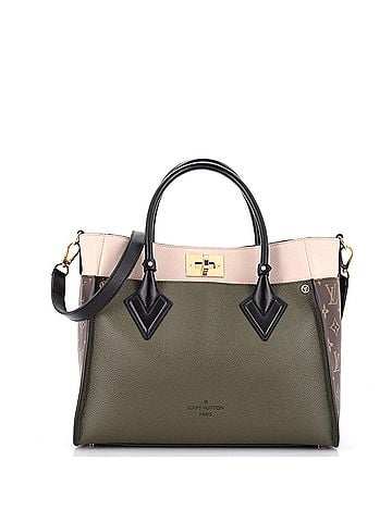 Louis Vuitton On My Side Tote Leather with Monogram Canvas MM (view 1)