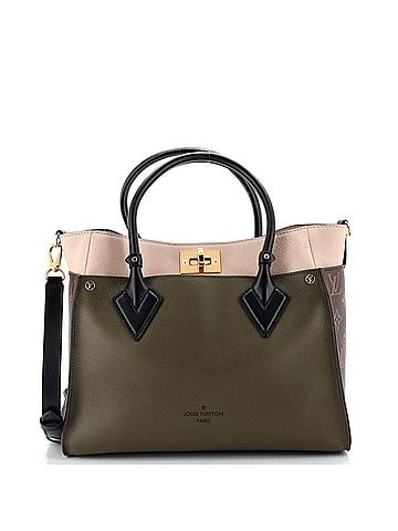 Louis Vuitton On My Side Tote Leather with Monogram Canvas MM (view 1)