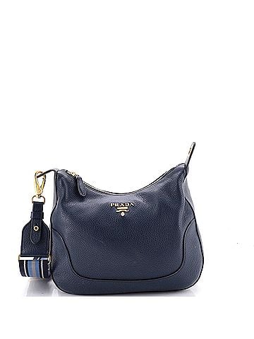 Prada Striped Strap Zip Hobo Vitello Daino Medium (view 1)