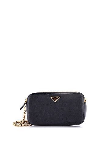 Prada Double Zip Wallet on Chain Crossbody Saffiano Leather Mini (view 1)