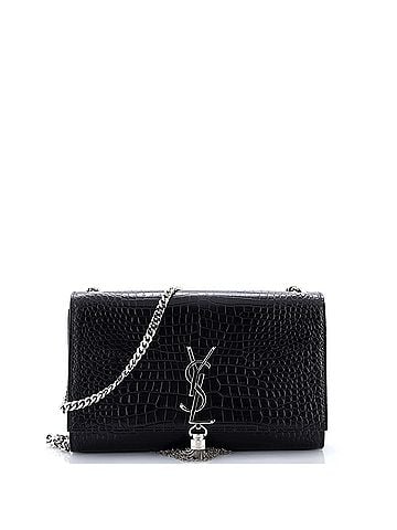 Saint Laurent Classic Monogram Tassel Crossbody Bag Crocodile Embossed Leather Medium (view 1)