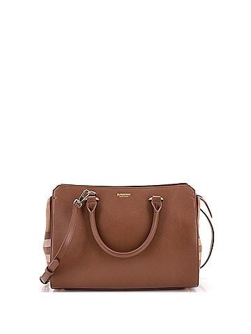 Burberry Banwell Tote Leather and House Check Canvas Small (view 1)