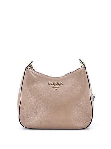 Prada Striped Strap Zip Hobo Vitello Daino Medium (view 1)