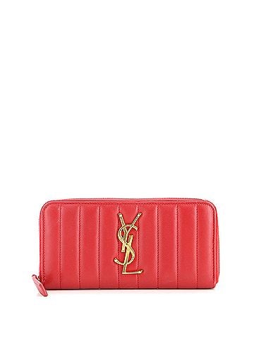 Saint Laurent Vicky Zip Wallet Vertical Quilted Leather Long (view 1)