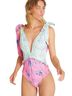 LoveShackFancy Floral Pink Green One Piece Swimsuit Size M - photo 1