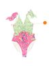 LoveShackFancy Floral Pink Green One Piece Swimsuit Size M - photo 8