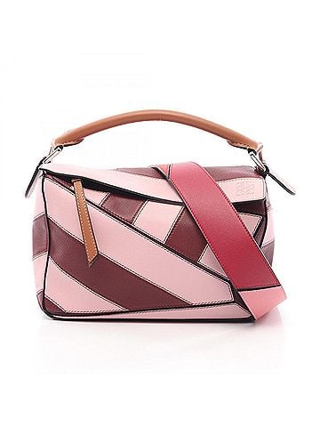 Loewe Loewe PUZZLE BAG SMALL - 2-way handbag, leather, women's, available in pink, burgundy, and brown. (view 1)