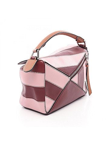 Loewe Loewe PUZZLE BAG SMALL - 2-way handbag, leather, women's, available in pink, burgundy, and brown. (view 2)