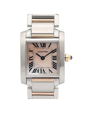 Cartier Cartier Tank Française SM Watch, 18K Pink Gold (PG), Stainless Steel, Ladies', Tone, Shell, W51027Q4 (view 1)