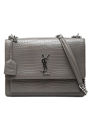 Saint Laurent Large Croc Embossed Leather Monogram Sunset Crossbody (view 1)