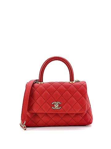 Chanel Coco Top Handle Bag Quilted Caviar with Lizard Mini (view 1)