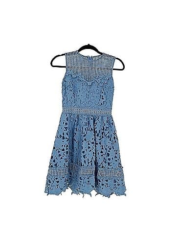 Aqua Lace Fit &amp; Flare Mini Dress Casual Dress (view 2)