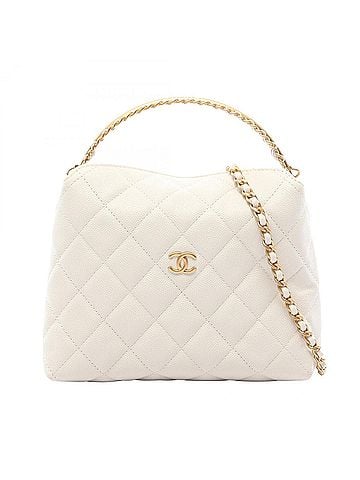 Chanel Chanel Matelassé 2-Way Handbag, Caviar Leather (Grained Calfskin), Women's, White (view 1)