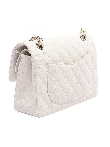 Chanel Chanel Matelassé Double Flap Shoulder Bag/Handbag, Caviar Leather (Grained Calfskin), Women's, White, A01113 (view 2)