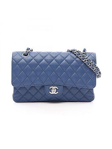 Chanel Chanel Matelassé Double Flap Shoulder Bag/Handbag, Caviar Leather (Grained Calfskin), Women's, Blue, A01112 (view 1)