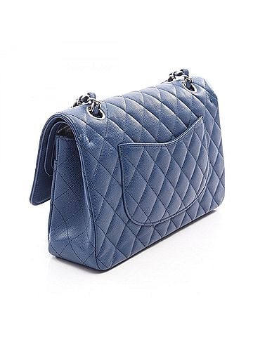 Chanel Chanel Matelassé Double Flap Shoulder Bag/Handbag, Caviar Leather (Grained Calfskin), Women's, Blue, A01112 (view 2)