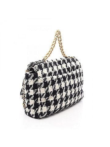 Chanel Chanel 19 Dixneuf Maxi Combination Hardware Houndstooth 2-Way Shoulder Bag/Handbag Fabric Leather Women's Black/White AS1162 (view 2)