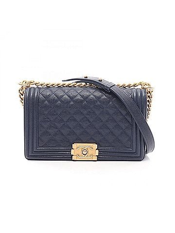 Chanel Chanel Boy Shoulder Bag/Handbag, Caviar Leather (Grained Calfskin), Women's, Navy, A67086 (view 1)