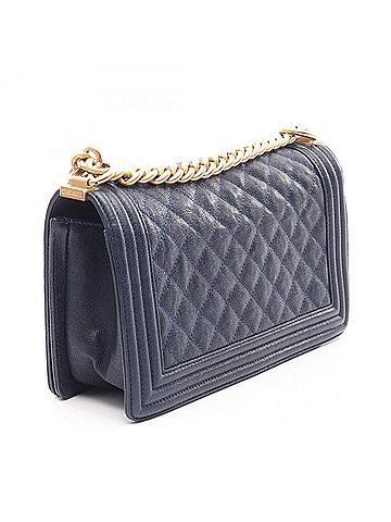 Chanel Chanel Boy Shoulder Bag/Handbag, Caviar Leather (Grained Calfskin), Women's, Navy, A67086 (view 2)