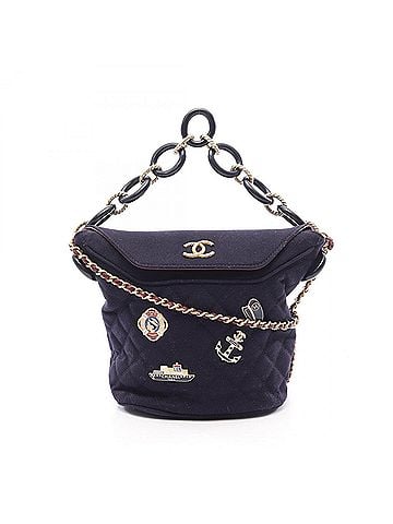 Chanel Chanel Paris Hamburg Shoulder Bag/Handbag, Wool, Women's, Navy, A57868 (view 1)