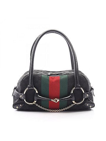 Gucci Gucci Horsebit GG Canvas Handbag, Leather, Women's, Black, Red, Green, 131092 (view 1)