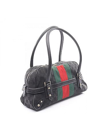 Gucci Gucci Horsebit GG Canvas Handbag, Leather, Women's, Black, Red, Green, 131092 (view 2)