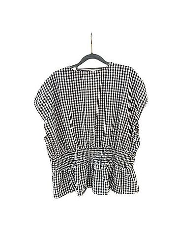 Max Studio London Gingham Smocked Waist Blouse Short Sleeve T-Shirt (view 2)