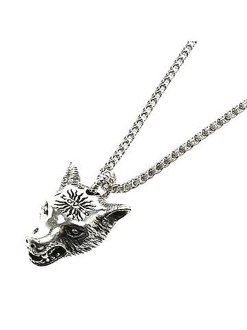 Gucci GUCCI Sterling Silver 925 Anger Forest Wolf Head Necklace 27.5g 50.5cm 56cm Men's (view 1)