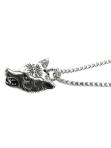 Gucci GUCCI Sterling Silver 925 Anger Forest Wolf Head Necklace 27.5g 50.5cm 56cm Men's (view 2)