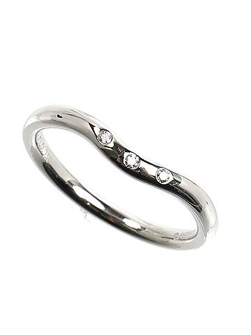 Tiffany & Co. TIFFANY&amp;Co. Tiffany &amp; Co. 18KWG White Gold Curved Band 3PD Ring with Diamonds, 2.9g, Women's (view 1)