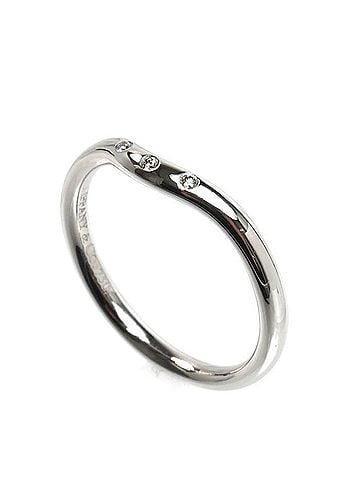 Tiffany & Co. TIFFANY&amp;Co. Tiffany &amp; Co. 18KWG White Gold Curved Band 3PD Ring with Diamonds, 2.9g, Women's (view 2)