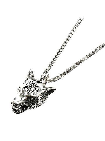 Gucci GUCCI Sterling Silver 925 Anger Forest Wolf Head Necklace 27.5g 50.5cm 56cm Men's (view 1)